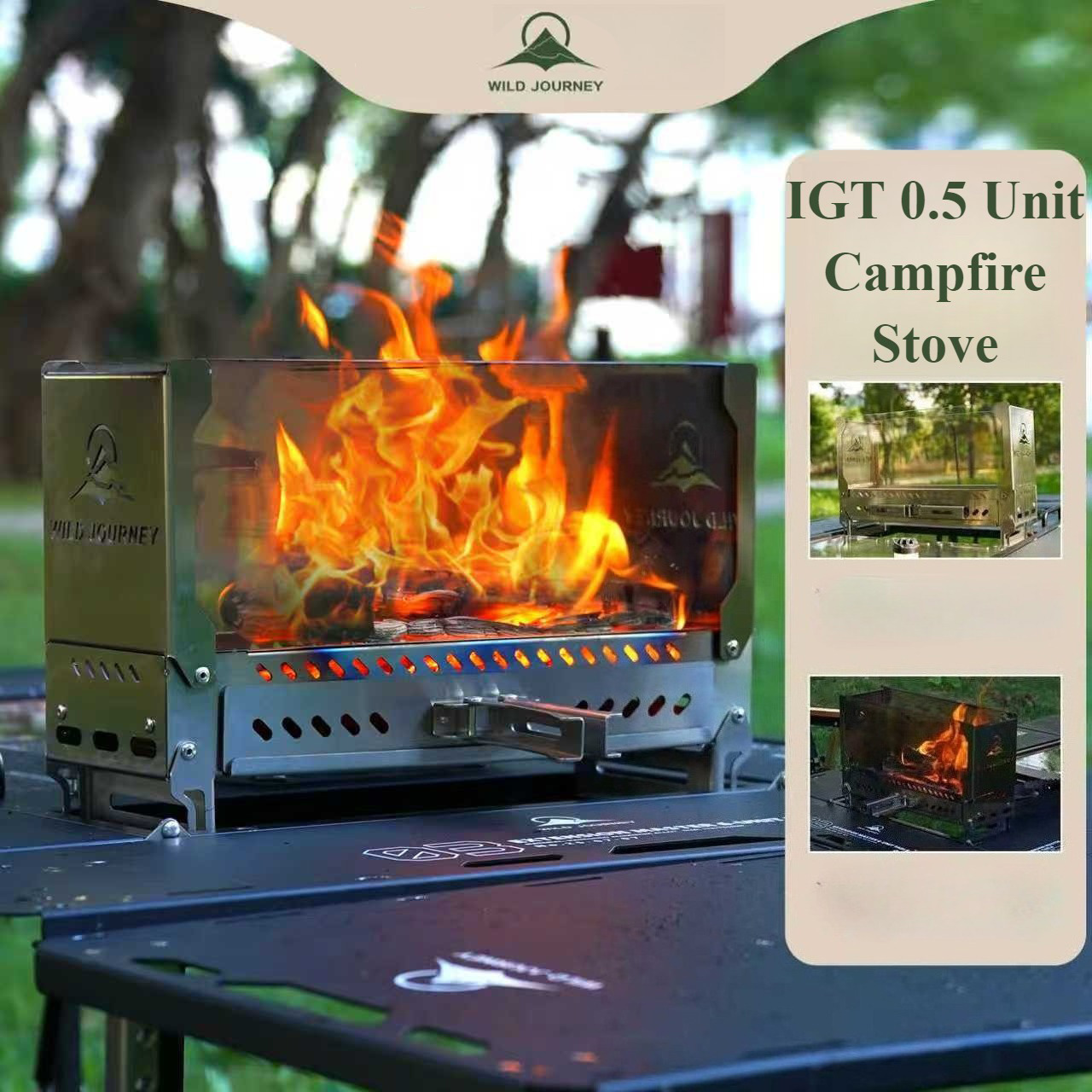 Camping Cooking Open Fire - SmiloDon Camping Folding Brazier IGT Half-Unit