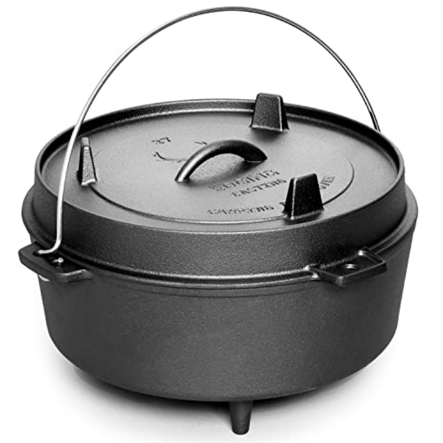 Camp Dutch Oven Cast - Pre-Seasoned Cast Iron Dutch Oven With
