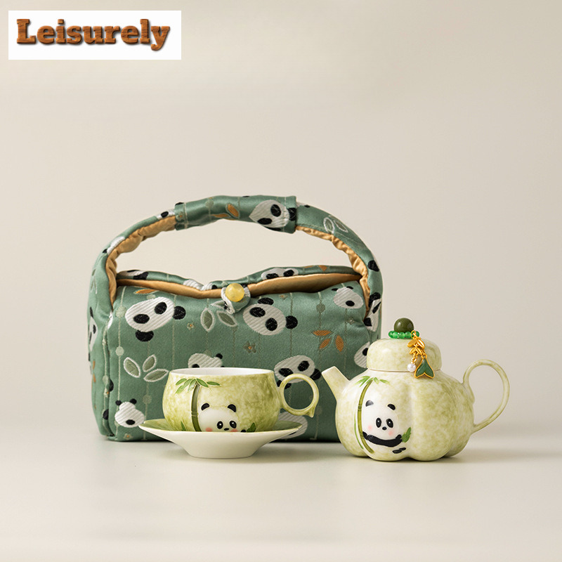 Camping Cooking Accessories - Hand-painted Panda Travel Tea Set Kit