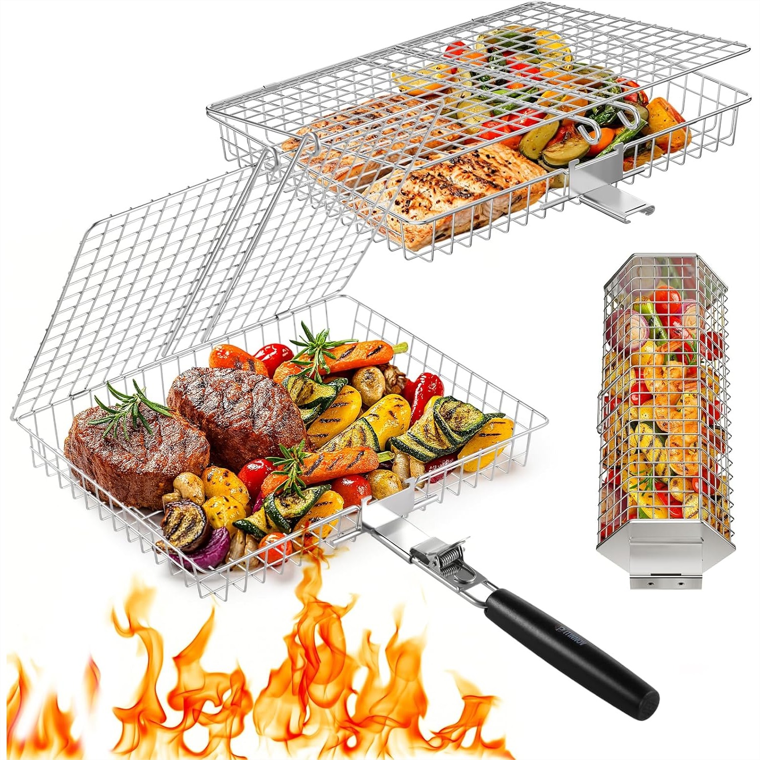 Camping Cooking Handle - Grill Baskets For Outdoor Grilling 3PCS