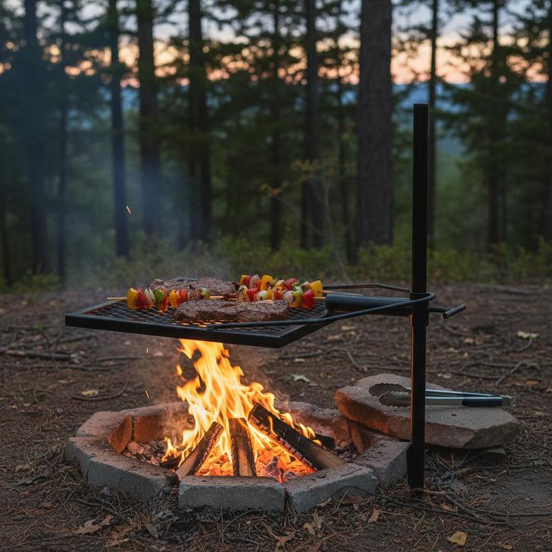Camping Cooking Open Fire - Rotating Cooking Grate 24 Inch For