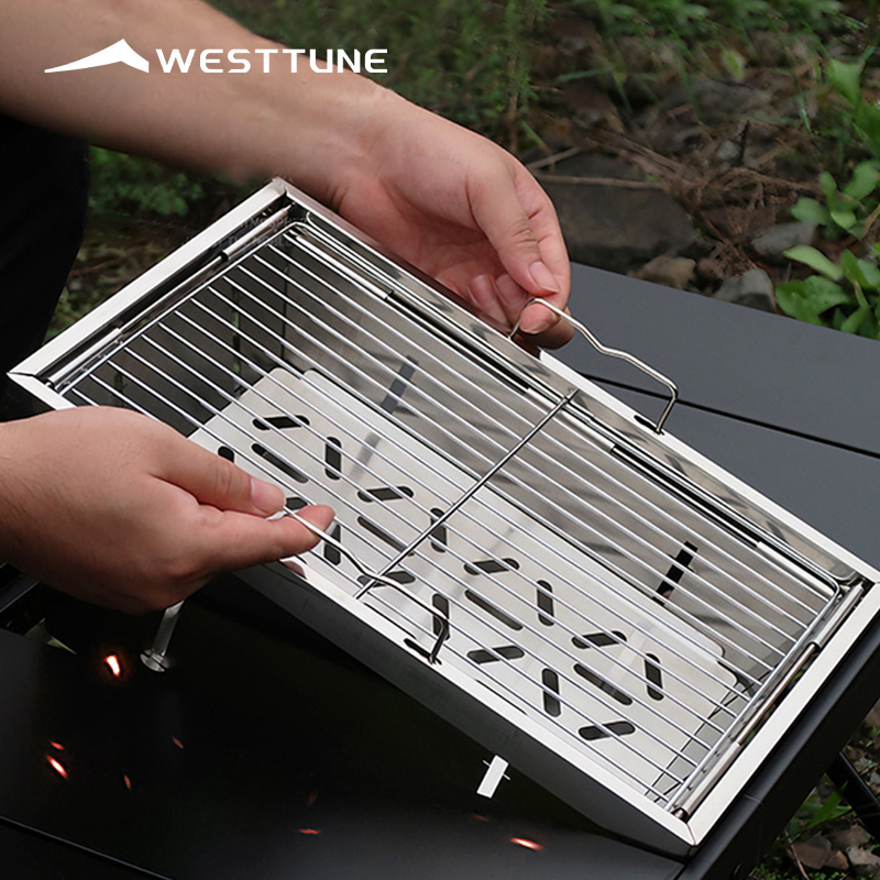 Camping Cooking Open Fire - WESTTUNE IGT Barbecue Grill Folding Charcoal