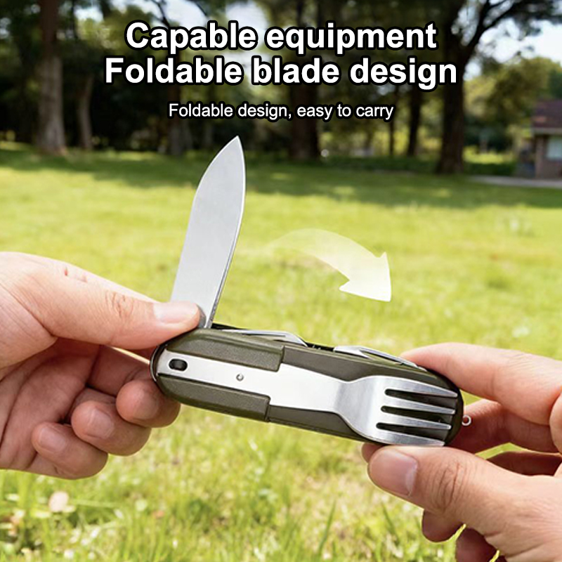 Camping Cooking Cutlery Set - New Stainless Steel 7 In 1