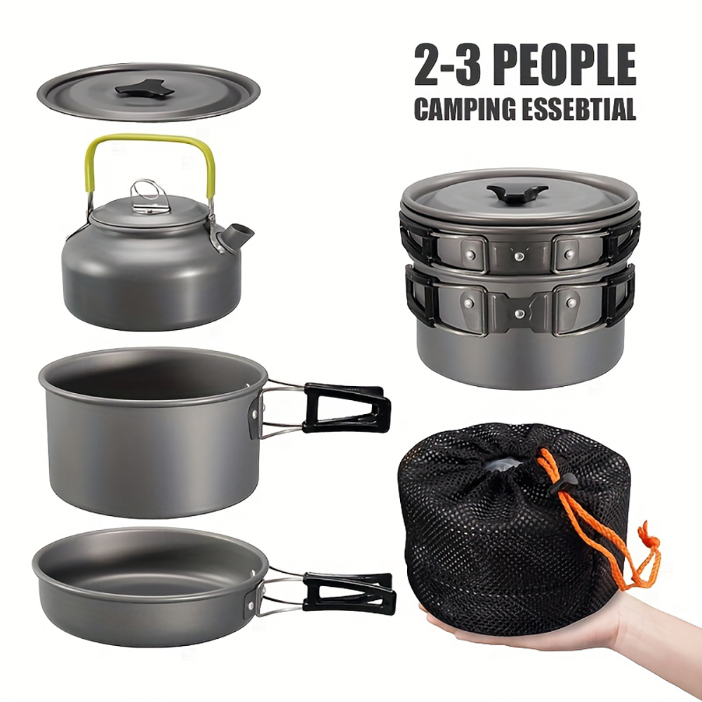 Camping Cooking Accessories - Outdoor camping cookware set made of