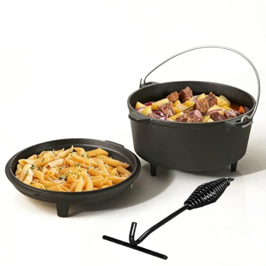 Camp Dutch Oven Cast - 6.3qt Cast Iron Camping Dutch Ovenwith