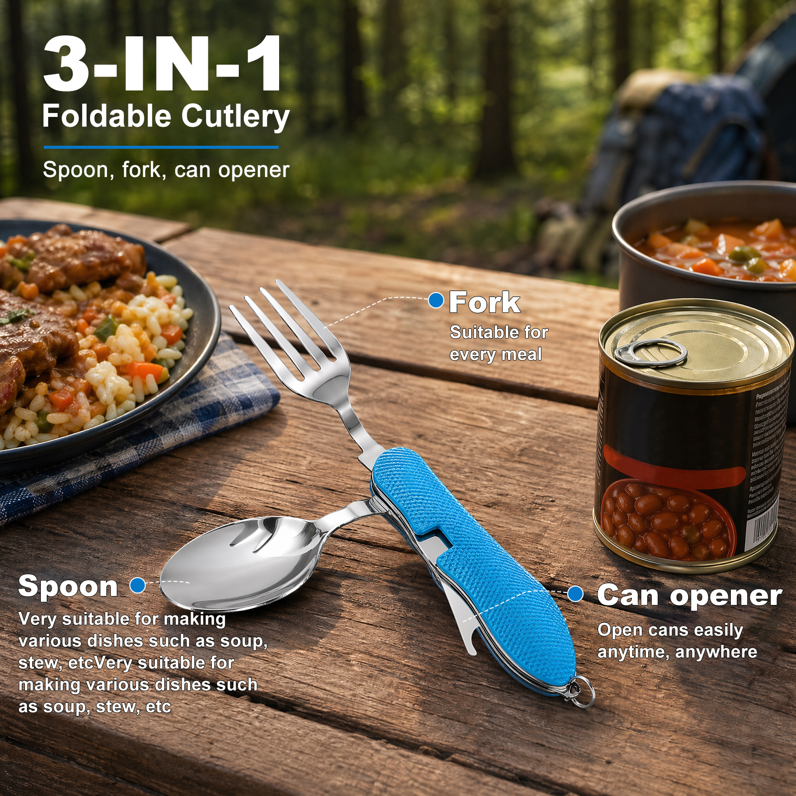 Multifunction 3 in 1 Camping U - огляд і ціна Camping Cooking Cutlery Set
