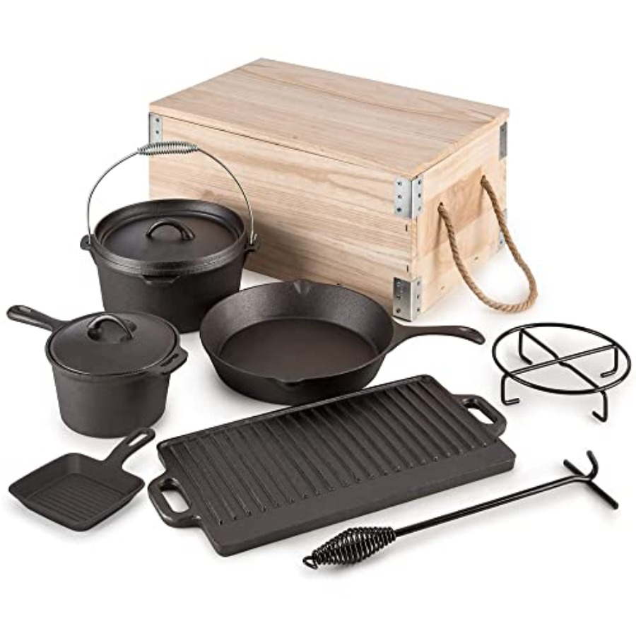 8 Piece Pre-Seasoned Dutch Ove - огляд і ціна Camp Dutch Oven Cast