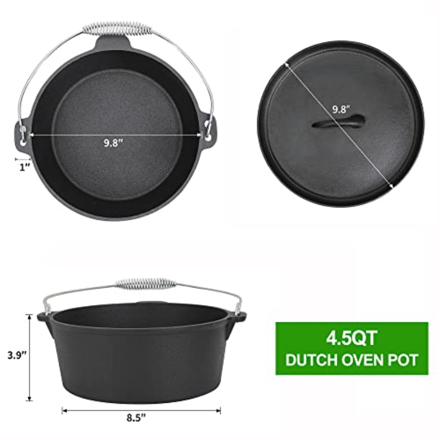 8 Piece Pre-Seasoned Dutch Ove - огляд і ціна Camp Dutch Oven Cast