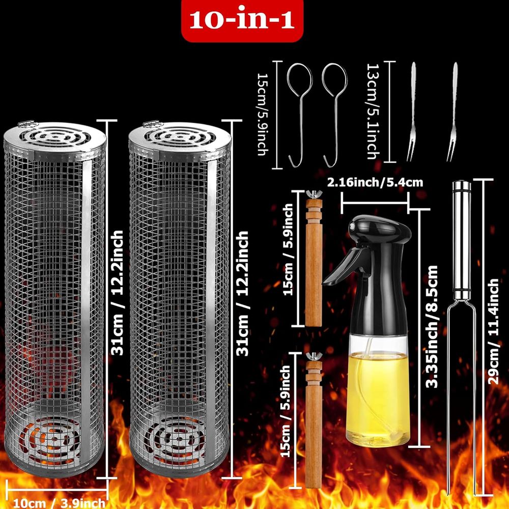 Large Round Stainless Steel Gr - огляд і ціна Camping Cooking Bbq