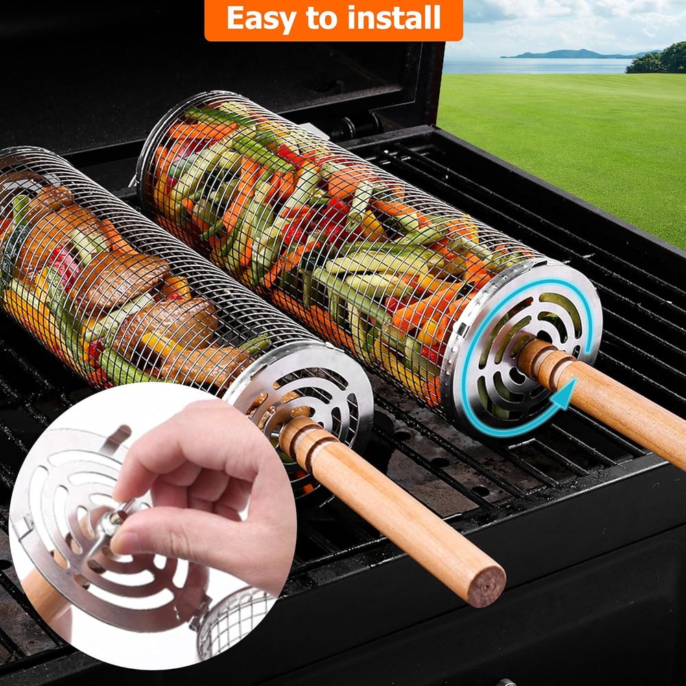 Large Round Stainless Steel Gr - огляд і ціна Camping Cooking Bbq