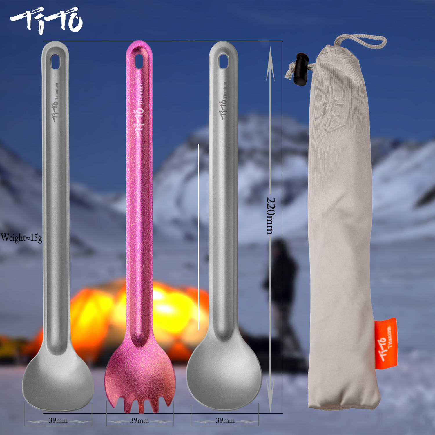 TiTo Titanium Spork Spoon Long - огляд і ціна Camping Cooking Handle