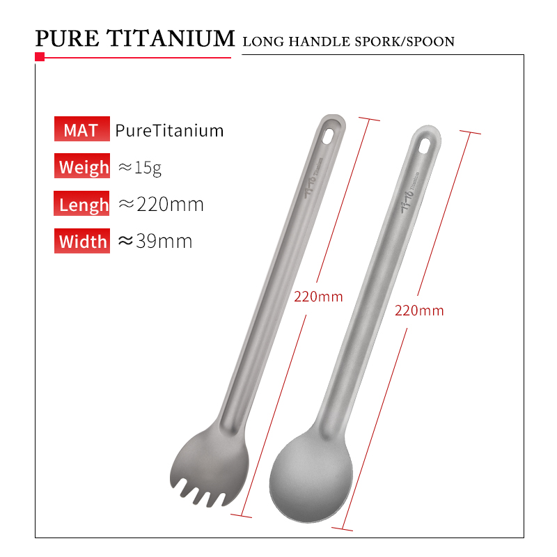 TiTo Titanium Spork Spoon Long - огляд і ціна Camping Cooking Handle