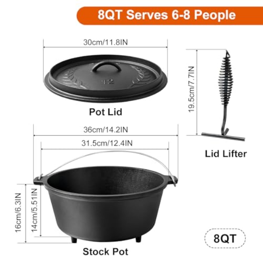 Pre-Seasoned Cast Iron Camp Du - огляд і ціна Camp Dutch Oven Cast