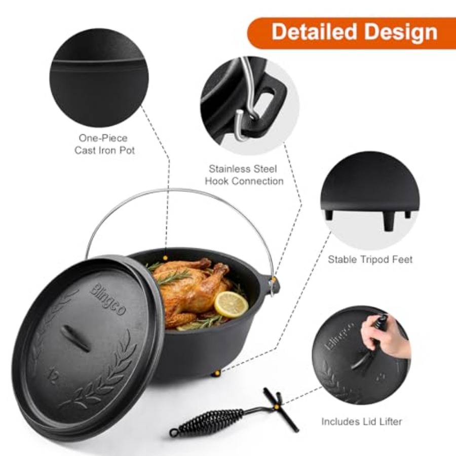 Pre-Seasoned Cast Iron Camp Du - огляд і ціна Camp Dutch Oven Cast
