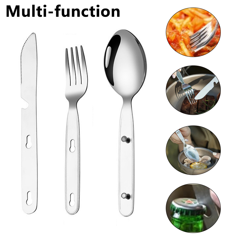 3pcs/set Folding Spoon Fork Kn - огляд і ціна Camping Cooking Cutlery Set