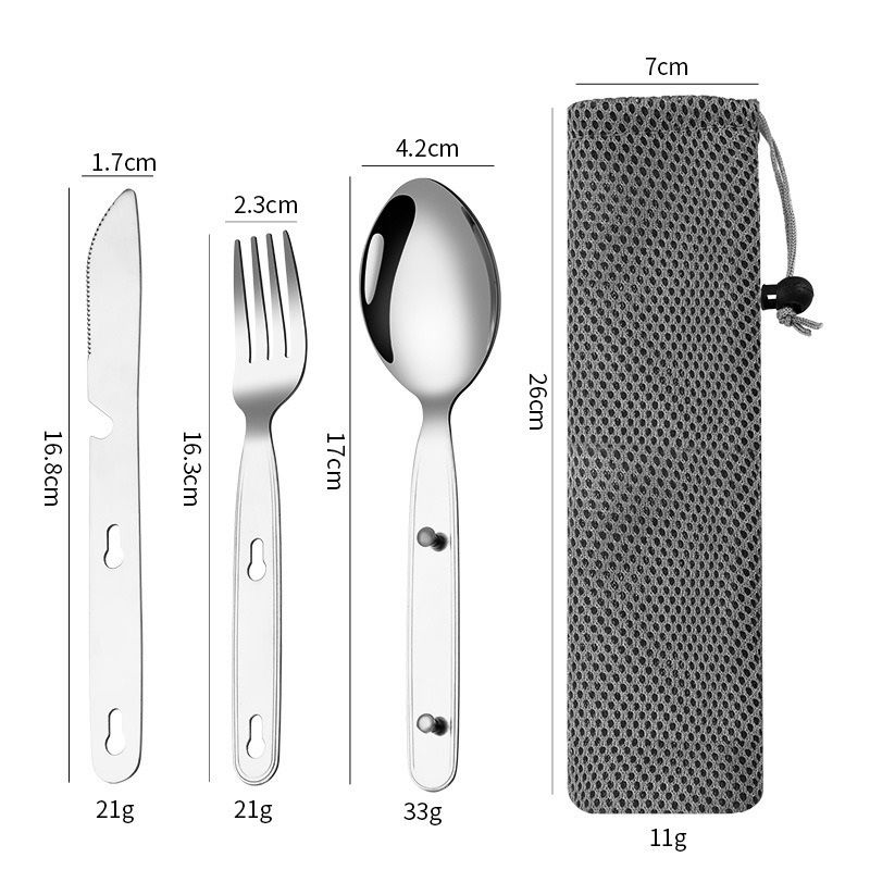 3pcs/set Folding Spoon Fork Kn - огляд і ціна Camping Cooking Cutlery Set