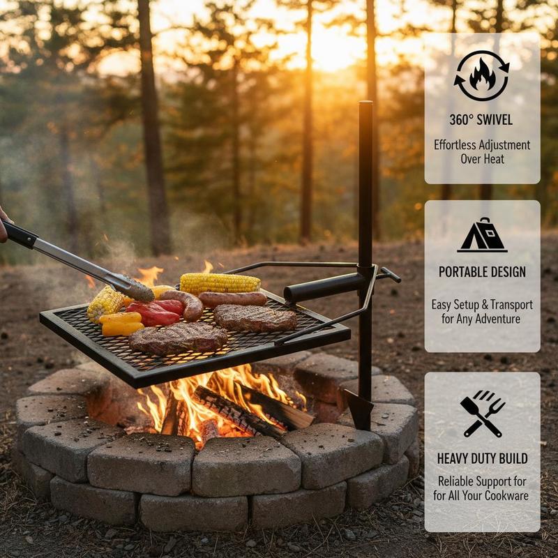 Rotating Cooking Grate 24 Inch - огляд і ціна Camping Cooking Open Fire