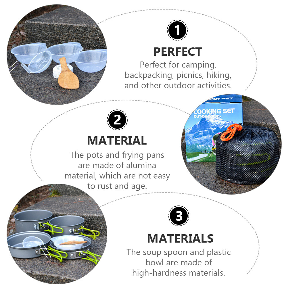 1Set Portable Camping Cookware - огляд і ціна Camping Cooking Pan Set