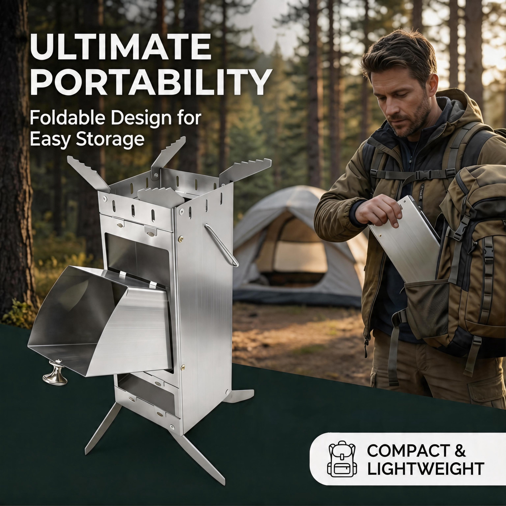 Portable Foldable Rocket Stove - огляд і ціна Camping Cooking Equipment