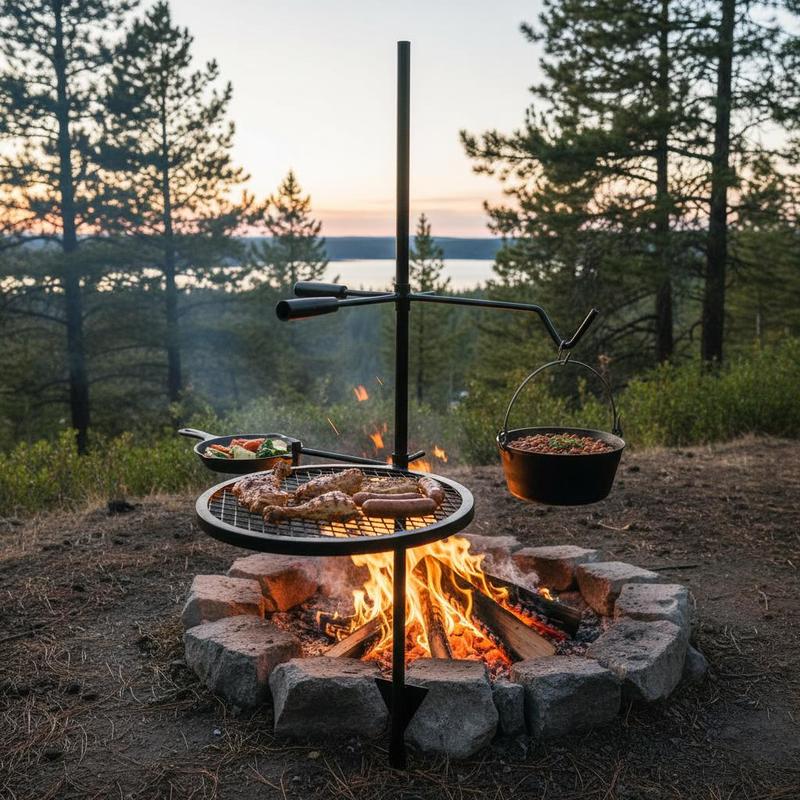 Rotating Cooking Grate 24x24 I - огляд і ціна Camping Cooking Open Fire