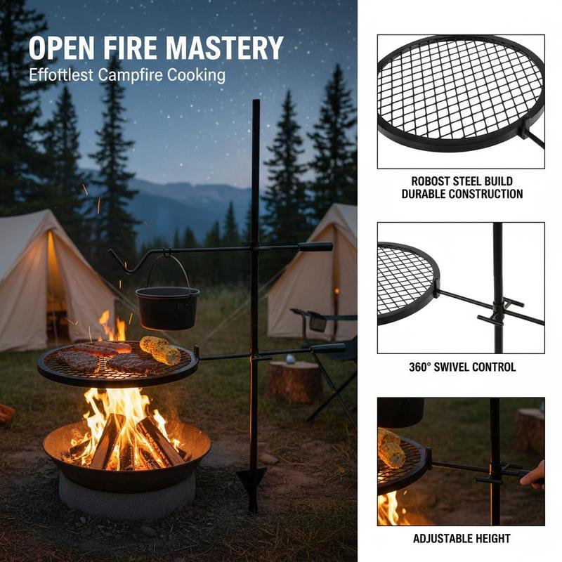 Rotating Cooking Grate 24x24 I - огляд і ціна Camping Cooking Open Fire