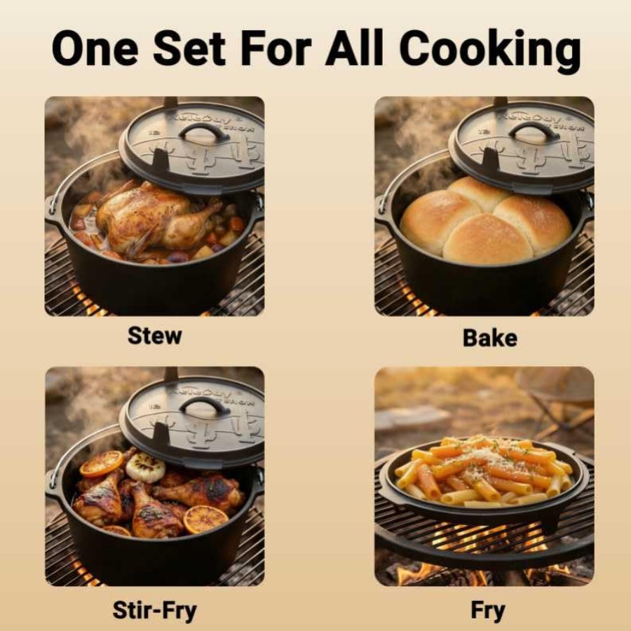 6.3qt Cast Iron Camping Dutch  - огляд і ціна Camp Dutch Oven Cast