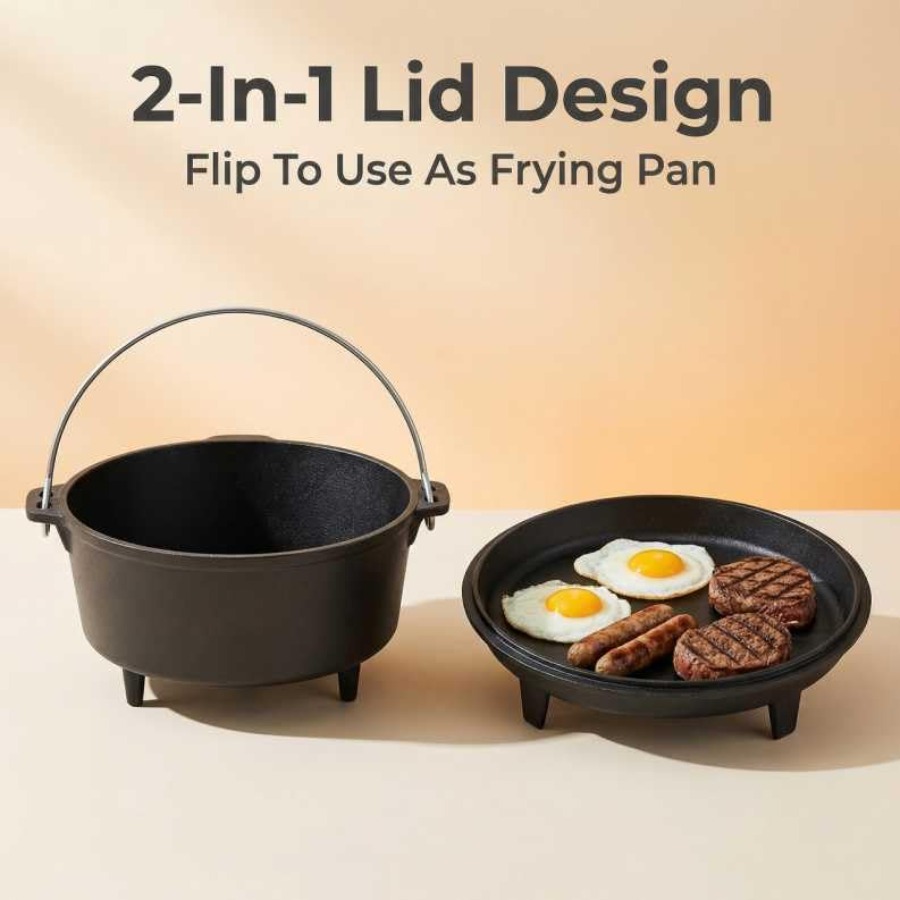 6.3qt Cast Iron Camping Dutch  - огляд і ціна Camp Dutch Oven Cast