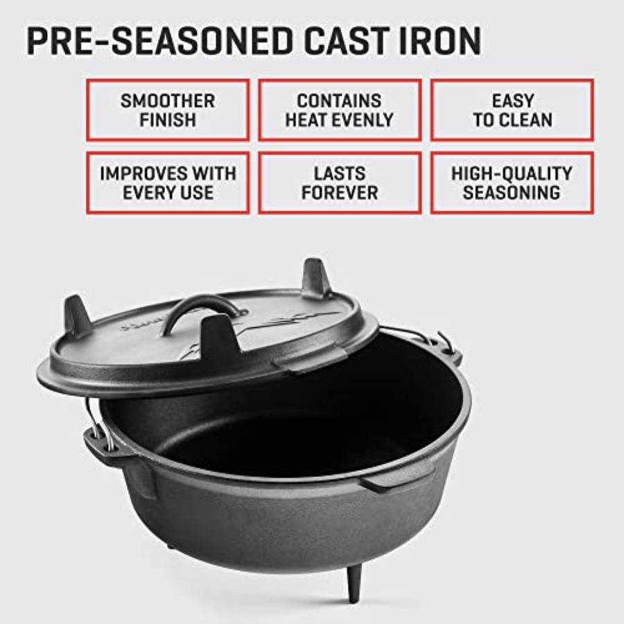 6Qt Cast Iron Camping Dutch Ov - огляд і ціна Camp Dutch Oven Cast